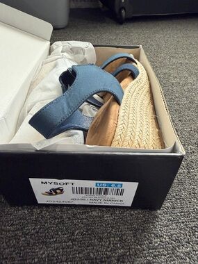 MySoft Navy Nubuck Platform Espadrille Sandals